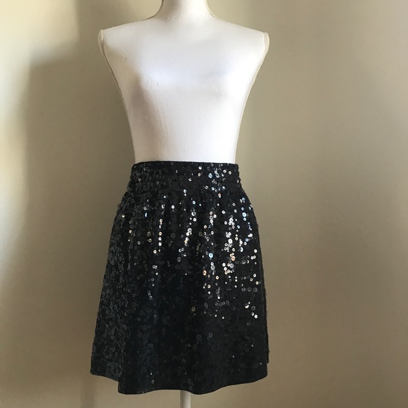 Garnet Hill Short Black Sequin Skirt - Picture 3 of 7